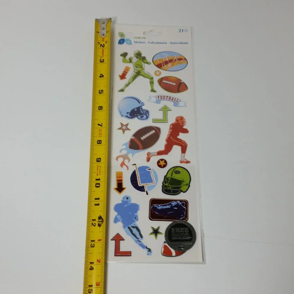 Football Sports Stickers Scrapbook 3 Sheets